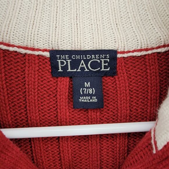 The Children's Place Knit Sweater Quarter Zip LS Maroon - Size M (7/8) - Picture 4 of 4